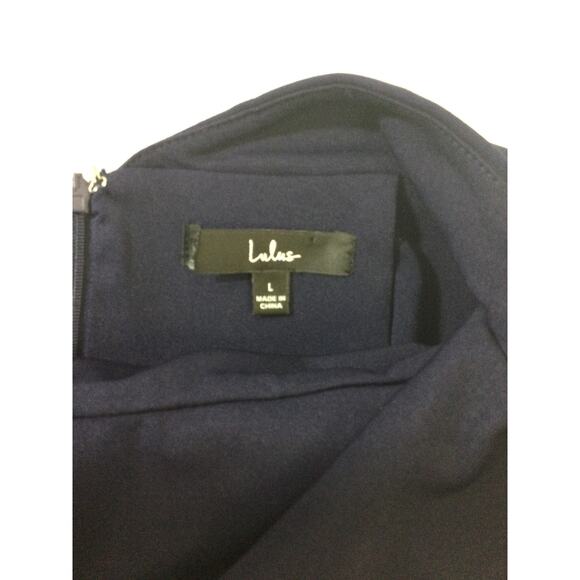 LULU'S SZ L blue halter backless peplum midi dress NEW B65 - Picture 4 of 7